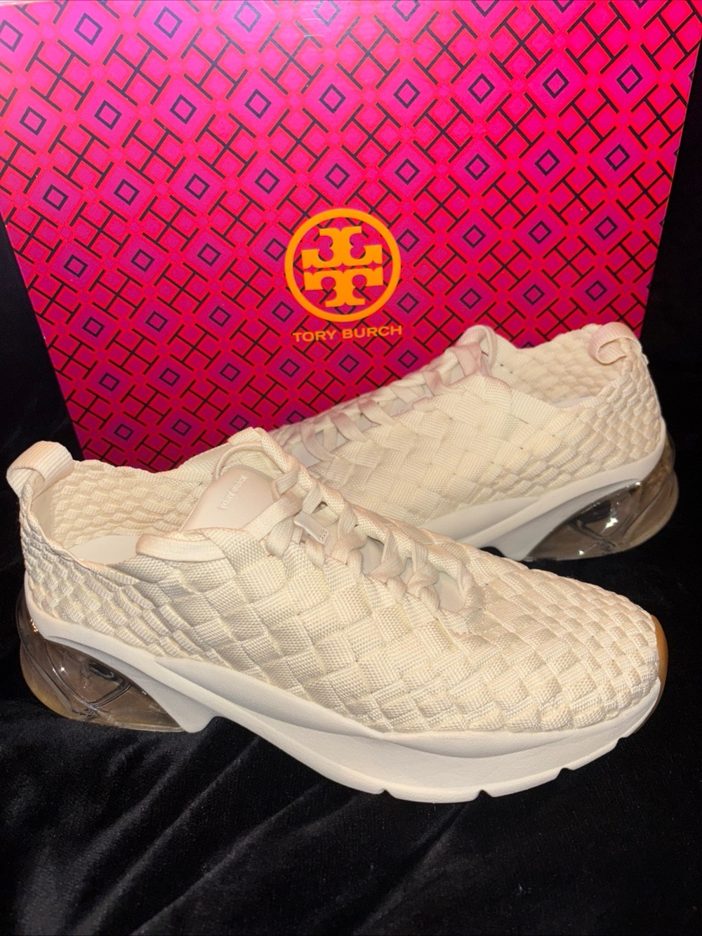 New* Tory Burch Woven Trainer  sz 9.5 color is Ivory